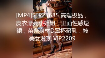 [MP4]STP25685 高端极品，皮衣漂亮小姐姐，里面性感短裙，苗条身材D罩杯豪乳，被美女发现 VIP2209