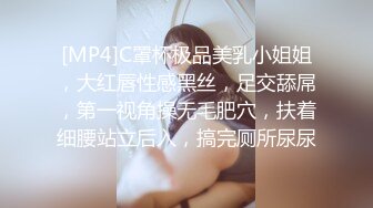 [MP4]C罩杯极品美乳小姐姐，大红唇性感黑丝，足交舔屌，第一视角操无毛肥穴，扶着细腰站立后入，搞完厕所尿尿